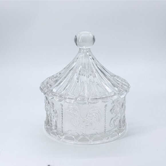 Vintage Goebel Circus Tent Box w/lid Leaded Frosted Crystal Horses MINT, Germany - Picture 1 of 3